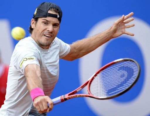 Germany&#039;s Tommy Haas in action in Munich, southern Germany, on May 4, 2013
