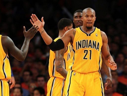 David West of the Indiana Pacers is pictured during their game against the New York Knicks on May 5, 2013
