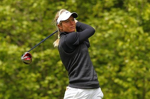 Suzann Pettersen hits her tee shot on the sixth hole during the final round of the Kingsmill Championship on May 5, 2013