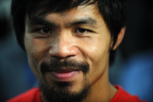 Philippine boxing hero Manny Pacquiao during a press conference in Hollywood, California, on April 20, 2011
