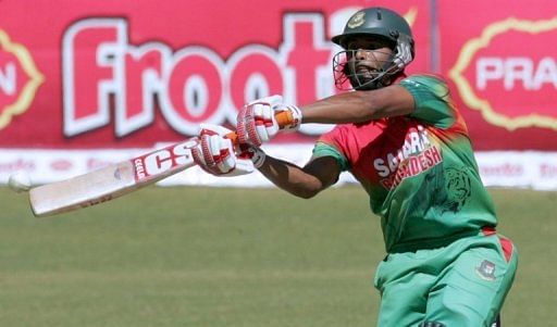 Bangladesh&#039;s Mahmudullah in action during the third one-day international against Zimbabwe in Bulawayo, on May 8, 2013