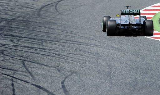 Mercedes&#039; driver Nico Rosberg during the qualifying session at the Circuit de Catalunya on May 11, 2013