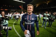 David Beckham celebrates after Paris Saint-Germain won the French L1 title on May 12, 2013
