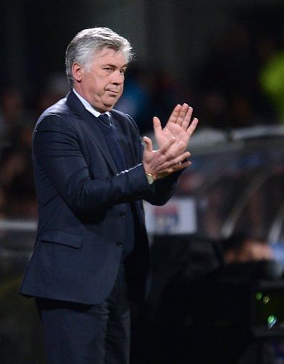 Paris Saint-Germain coach Carlo Ancelotti is pictured during his side&#039;s Ligue 1 match against Lyon on May 12, 2013