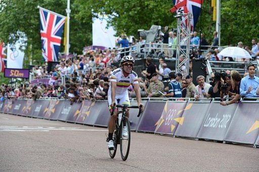 Rigoberto Uran wins the Olympic road race silver medal in London on July 28, 2012