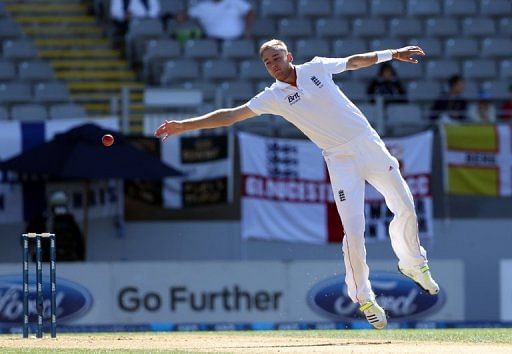 England&#039;s Stuart Broad is pictured during day four of the Test against New Zealand on March 25, 2013