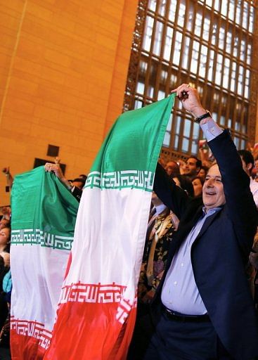 Iranian fans watch the Rumble on the Rails Wrestling on May 15, 2013  at Grand Central Terminal in New York City
