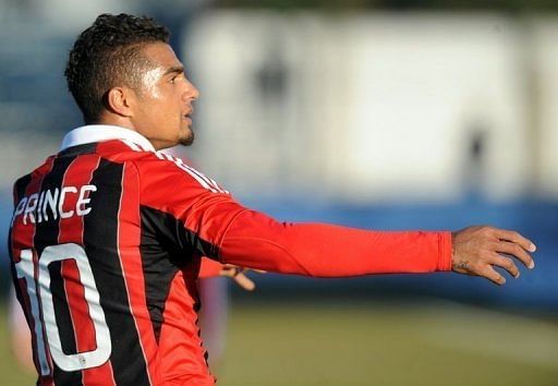 AC Milan&#039;s Kevin-Prince Boateng leaves the pitch during a match against Pro Patria in Busto Arsizio, on January 3, 2013