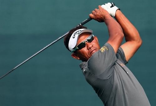 Thongchai Jaidee tees off in Dubai on January 31, 2013