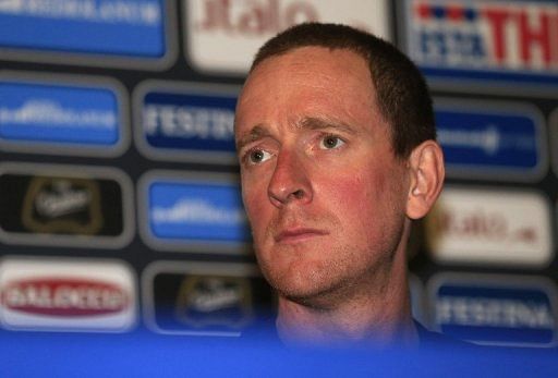 Bradley Wiggins at a press conference in Naples on May 2, 2013