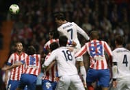 Real Madrid's forward Cristiano Ronaldo (top C) scores during the Spanish King's Cup on May 17, 2013