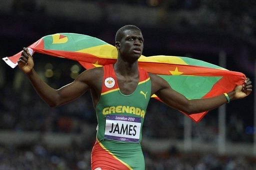Grenada&#039;s Kirani James celebrates after winning the men&#039;s 400m final on August 6, 2012 in London