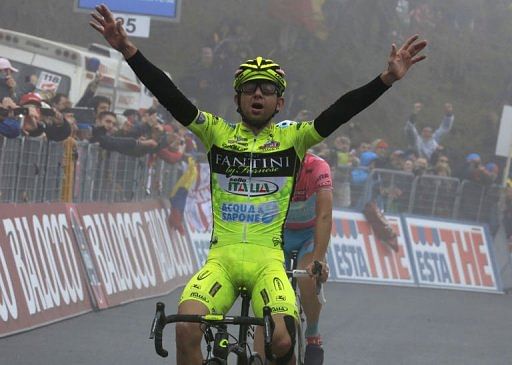 Italian Mauro Santambrogio wins the 14th stage of the 96th Giro d&#039;Italia on May 18, 2013 in Bardonecchia - Jafferau