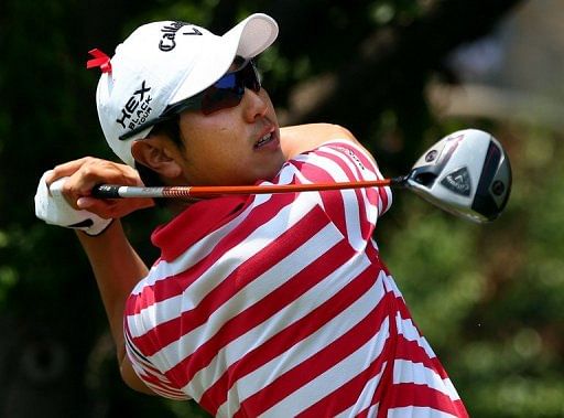 Bae Sang-Moon of South Korea hits a shot during the final round on May 19, 2013 in Irving