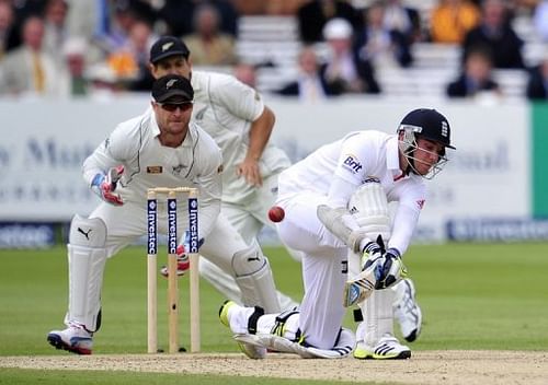 England's Stuart Broad plays a shot against New Zealand, at Lord's in London, on May 19, 2013 England's Stuart Broad plays a shot against New Zealand, at Lord's in London, on May 19, 2013