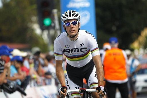 Philippe Gilbert of Belgium waits for the start of stage 5 of the Tour Down Under in Adelaide on January 26, 2013