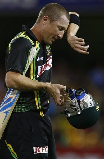 Australian batsman Brad Haddin is pictured during a international T20 cricket match in Brisbane on February 13, 2013