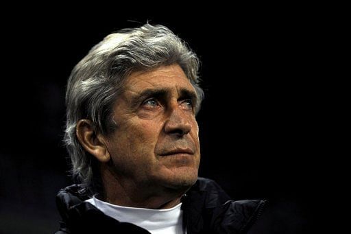 Manuel Pellegrini before the Spanish Cup match between Malaga and Barcelona at the Rosaleda stadium on January 24, 2013