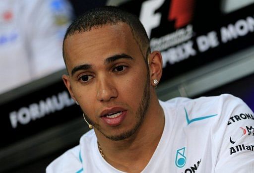 Lewis Hamilton speaks during a press conference at the Circuit de Monaco in Monte Carlo on May 22, 2013