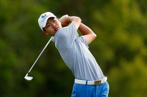 Guan Tianlang hits a tee shot at TPC Louisiana on April 27, 2013 in Avondale