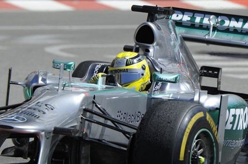 Mercedes&#039; Nico Rosberg during the first practice session at the Circuit de Monaco in Monte Carlo on May 23, 2013