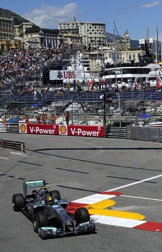 Mercedes&#039; Lewis Hamilton during the second practice session at the Circuit de Monaco in Monte Carlo on May 23, 2013