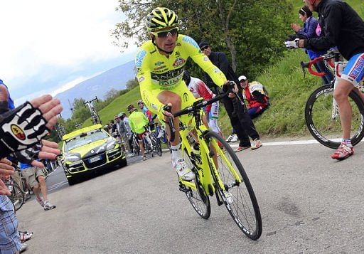Italian Danilo Di Luca rides on May 23, 2013 in Polsa