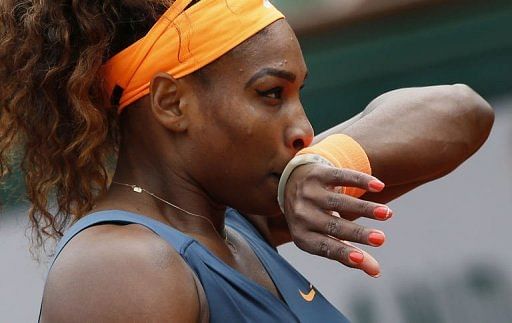 Serena Williams during her match against Anna Tatishvili at the French Open on May 26, 2013 in Paris
