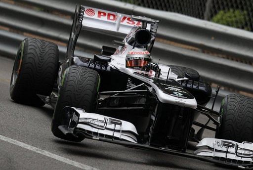 William&#039;s Venezuelan driver Pastor Maldonado at the Circuit de Monaco in Monte Carlo on May 25, 2013