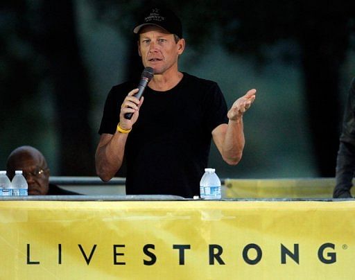 Lance Armstrong addresses participants at The Livestrong Challenge Ride on October 21, 2012 in Austin, Texas