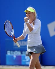 Donna Vekic of Croatia celebrates winning her match against Sorana Cirstea of Romania in their Quarter Final match during the AEGON Classic Tennis Tournament at Edgbaston Priory Club on June 14, 2013 in Birmingham, England. (Photo by Tony Marshall/Getty Images)