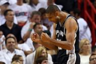 Tim Duncan #21 of the San Antonio Spurs reacts in the second half while taking on the Miami Heat during Game Six of the 2013 NBA Finals at AmericanAirlines Arena on June 18, 2013 in Miami, Florida. (Getty Images)