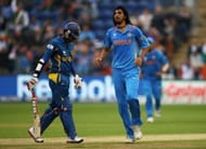 Ishant Sharma of India celebrates the wicket of Lahiru Thirimanne