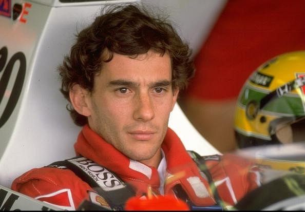 Legend: A portrait of Ayrton Senna of Brazil in his McLaren Honda from 1989.  (Getty Images)