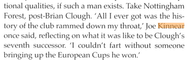 Joe Kinnear on his time at Nottingham Forest.
