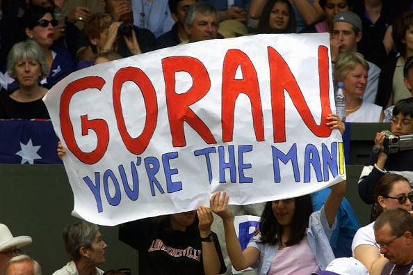 Supporters of Croatian player Goran Ivanisevic fla