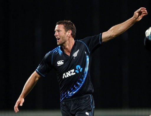 New Zealand's Ian Butler is pictured during a Twenty20 cricket match in Hamilton, on Febuary 12, 2013