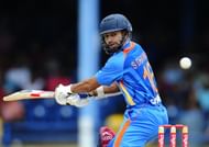 Indian batsman Shikhar Dhawan plays a sh