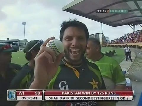Video: Shahid Afridi destroys West Indies, picks up 7 for 12