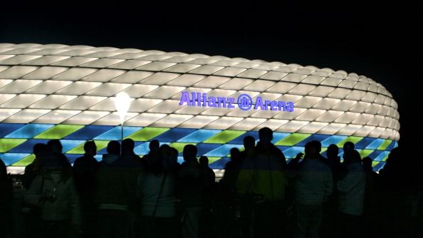 Allianz Arena lit up in welcome of Republic of Croatia