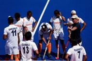 Coach Michael Jack Nobbs of India talks to his team during practice ahead of the 2012 London Olympic Games at the Olympic Park on July 23, 2012 in London, England. (Getty Images)