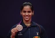 Saina Nehwal of India stands with her Bronze medal during London 2012 Olympic Games. Her name is often mispronounced as 'Sania' by media channels. (Getty Images)