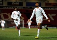 Chuba Akpom (R) of England U19 celebrates scoring against Denmark U19 at Keepmoat Stadium on February 5, 2013 in Doncaster, England. (Getty Images)