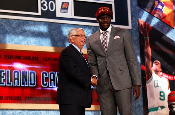  Anthony Bennett of UNLV poses for a photo with NBA Commissioner David Stern after Bennett was drafted #1 overall in the first round by the Cleveland Cavaliers during the 2013 NBA Draft at Barclays Center on June 27, 2013 in in the Brooklyn Bourough of New York City.  (Getty Images)