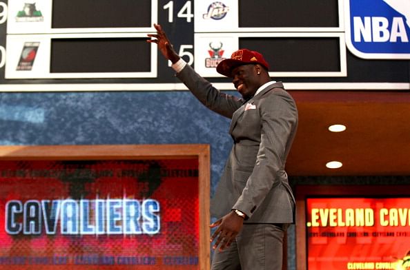Anthony Bennett of UNLV reacts after he was drafted #1 overall by the Cleveland Cavaliers during the first round of the 2013 NBA Draft at Barclays Center on June 27, 2013 in in the Brooklyn Borough of New York City. (Getty Images)
