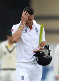 Kevin Pietersen of England looks dejected after being dismissed by Peter Siddle of Australia during day one of the 1st Investec Ashes Test match between England and Australia at Trent Bridge Cricket Ground on July 10, 2013 in Nottingham, England. (Getty Images)
