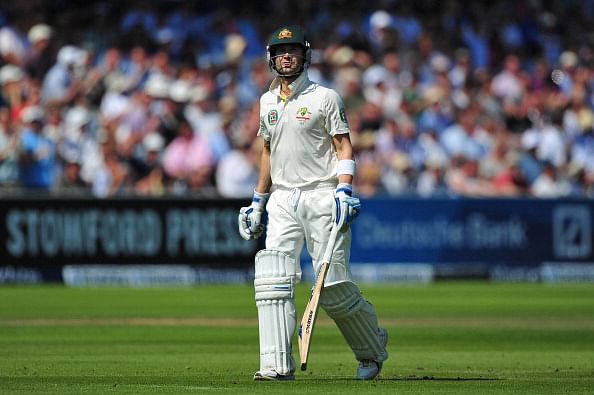 A dejected Michael Clarke during the second test
