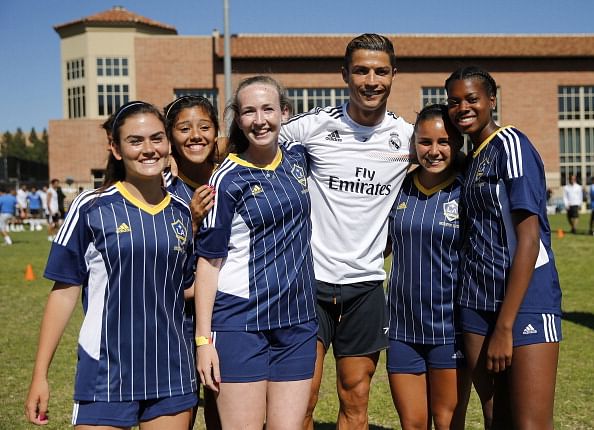 Home Ron! Cristiano fires first pitch at LA Dodgers game but it