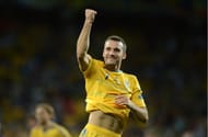 Ukrainian forward Andriy Shevchenko cele
