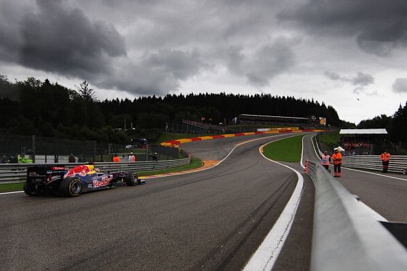  Sebastian Vettel of Germany and Red Bull Racing drives on his way to winning the Belgian Formula One Grand Prix at the Circuit of Spa Francorchamps on August 28, 2011 in Spa Francorchamps, Belgium.  (Getty Images)